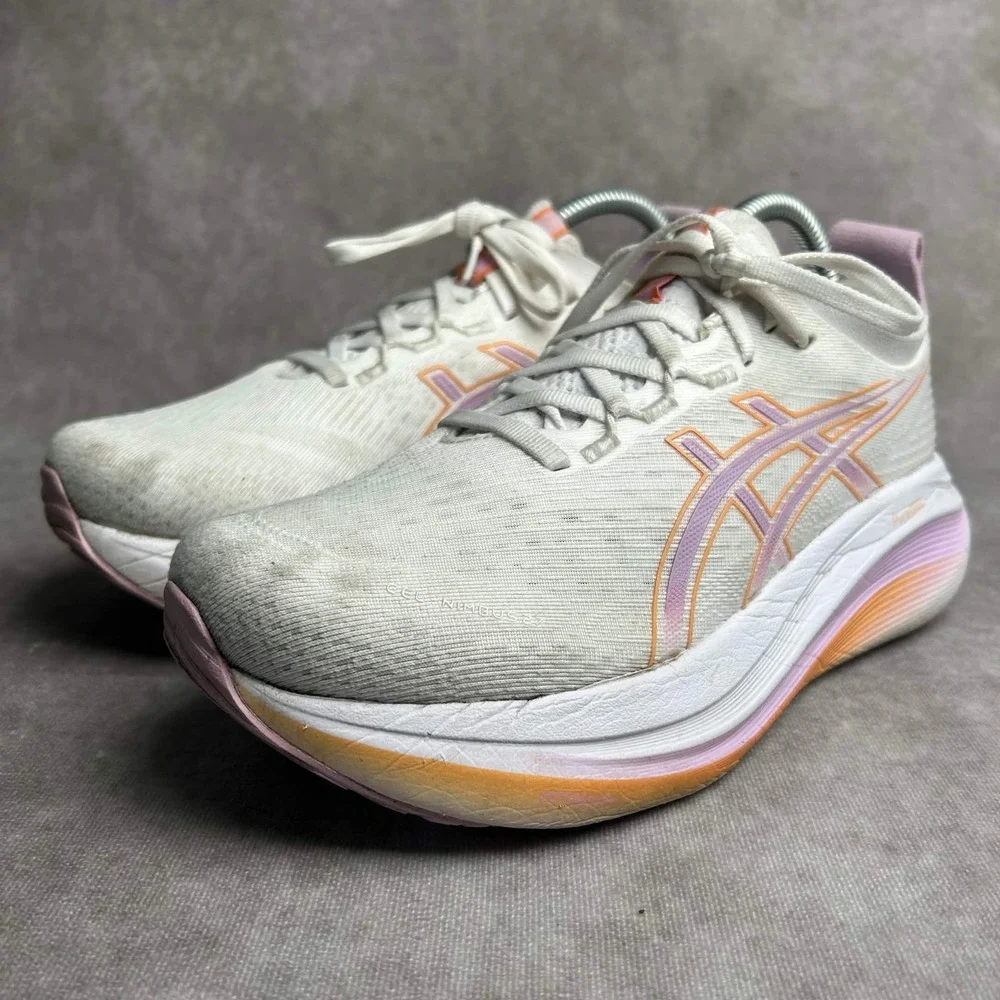 Asics Gel-Nimbus 25 Womens Running Shoes White Orchid Papaya 1012B753 Size 8.5